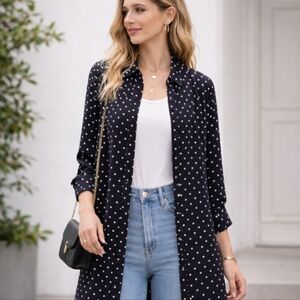 Nanette Lepore | Vintage Polka-Dot Longline Sleeve Shirt Jacket